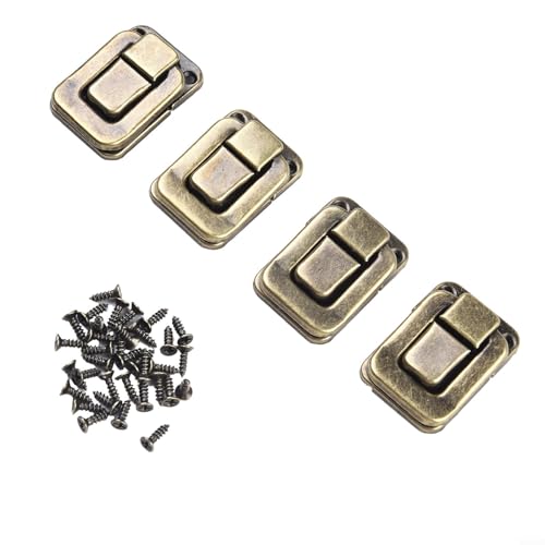 Set mit 4 Vintage-Eisen-Haspenschlössern für dekorative Schmuckschatullen und Koffer, antike Clip-Schnalle (M Silber) von Allthingstore