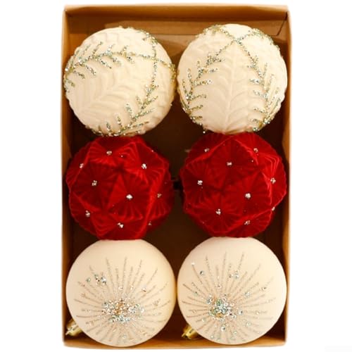 Set mit 6 Kunststoff-Weihnachtskugeln, 8 x 5 cm Durchmesser, mit Champagner- und Weinroten Farben für Weihnachtsbaumdekoration und festliche Präsentation (weinrot) von Allthingstore