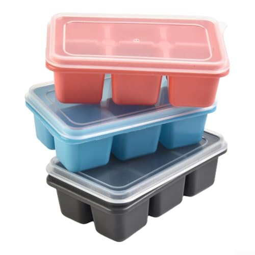 Silikon-Küchen-Eiswürfelbereiter, große Größe, 3 Stück, mit praktischen Abdeckungen von Allthingstore