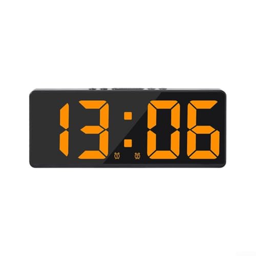 Smarte Spiegeluhr mit Digitalanzeige, Sprachsteuerung und Temperaturfunktion für moderne Räume (gelb) von Allthingstore