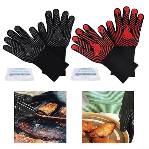 Stilvolle Grillhandschuhe mit bequemer Passform und hoher Hitzebeständigkeit zum Kochen (schwarz) von Allthingstore
