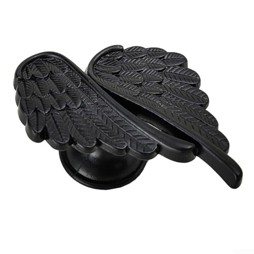 Stilvoller Schubladengriff aus Zinklegierung mit Engelsflügel-Design für moderne Möbel (schwarz) von Allthingstore