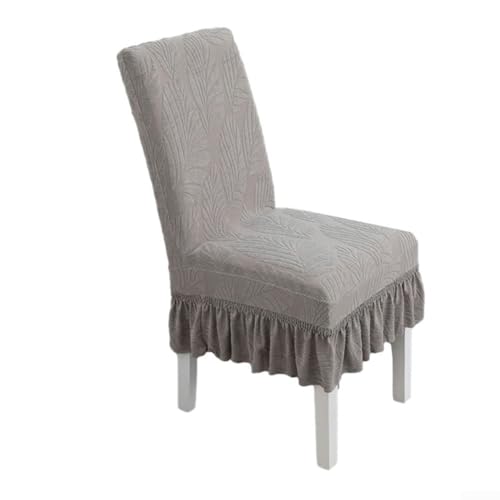 Stuhlhusse mit Jacquard-Rock für Gastgewerbe, wasserdicht und dehnbar, pflegeleicht (hellgrau) von Allthingstore