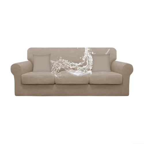 Umfassendes 3-Sitzer-Sofaschutz-Set, wasserabweisendes und weiches Polyester mit zwei Überwurfbezügen für funktionale Eleganz (Shallow Mocca) von Allthingstore
