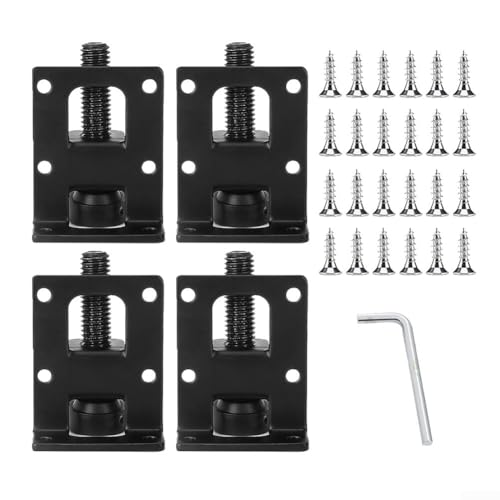 Verstellbare Möbel-Nivellierfüße aus kaltgewalztem Stahl für Schränke, Tische, Bücherregale, Werkbänke mit Hardware für einfache Höhenanpassung (schwarz), 4 Stück von Allthingstore