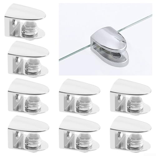 Verstellbare Regalklemme aus Zinklegierung für Glasregale, 8 Stück, stabile Halterung mit rutschfesten Gummi-Pads Verstellbare Regalklemme aus Zinklegierung für Glasregale, 8 Stück, stabile Halterung mit rutschfesten Gummi-Pads von Allthingstore