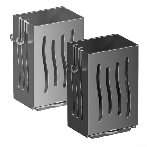 Wandmontierter Küchenbesteckhalter mit Abtropfschale, entworfen, um Küchenutensilien effizient zu organisieren und zu trocknen (grau) von Allthingstore