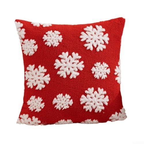 Weihnachts-Kissenbezug aus Samt mit Schneeflocken-Design, bequem und stilvoll, für Heimdekoration für Sofa und Bett (A) von Allthingstore