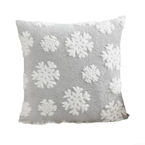 Weihnachts-Kissenbezug aus Samt mit Schneeflocken-Design, bequem und stilvoll für Heimdekoration für Sofa und Bett (B) von Allthingstore