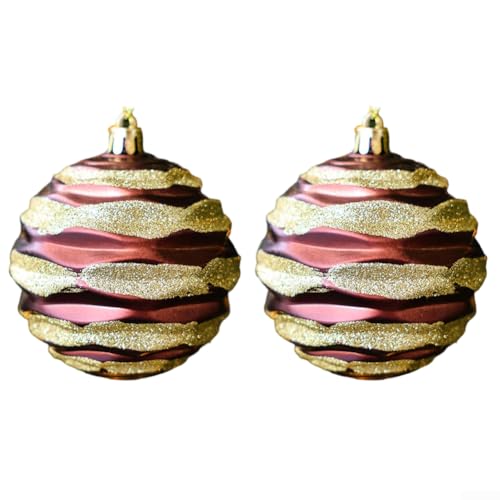 Weihnachtskugel-Ornament-Set, 8 cm Durchmesser, mit je 2 Stück für Baumdekoration, aus leichtem Kunststoff für Urlaubsatmosphäre (braun) von Allthingstore