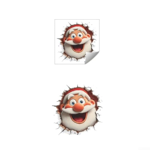 Weihnachtsmann Wandaufkleber 3D Abnehmbare PVC Weihnachtsdekoration für Winter Urlaub Haus und Büro Wände Fenster Türen Fliesen Spiegel von Allthingstore