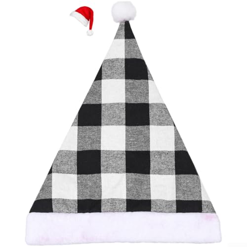 Weihnachtsmütze aus weichem Stoff für Erwachsene mit klassischem Karomuster, für festliche Zusammenkünfte und saisonale Veranstaltungen, 30 x 41 cm (grau) von Allthingstore