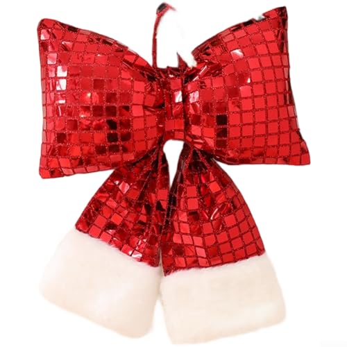 Weihnachtsschleife mit Glitzerstoff und DIY-Design für Urlaubsdekoration für Fenster, Hotels und Weihnachtsbäume (rot, mittel) von Allthingstore