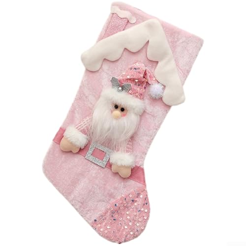 Weihnachtsstrümpfe, glitzernd, mit Cartoon-Rentier oder Schneemann, für dekorative Verwendung in Häusern, Schulen und Restaurants (ältere Person) von Allthingstore