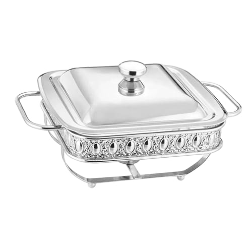 Rechteckiges Catering-Stövchen und Deckel-Set, robustes Serviertablett, Buffetwärmer-Set mit Tablett, Edelstahl, Glas, 33 x 14 x 15 cm, Silber Rechteckiges Catering-Stövchen und Deckel-Set, robustes Serviertablett, Buffetwärmer-Set mit Tablett, Edelstahl, Glas, 33 x 14 x 15 cm, Silber von AlluraPet