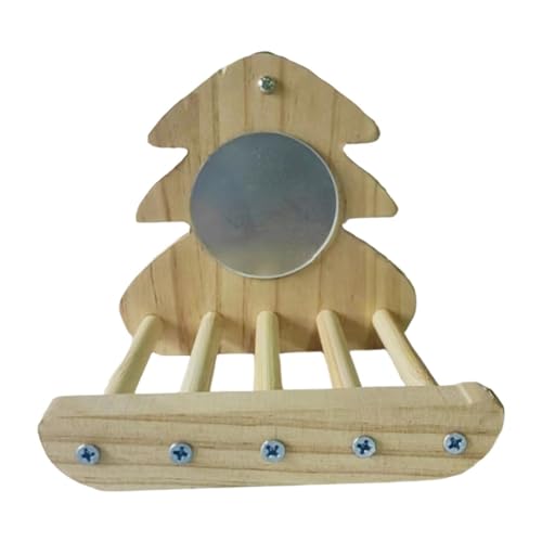 Spiegelkäfig für Papageien, platzsparend, leicht zu reinigen, Dekoration, Papageien, Vogelspielzeug, Vogelsitzstange für Lovebird, afrikanischer grauer Ara, Holzfarbe von AlluraPet