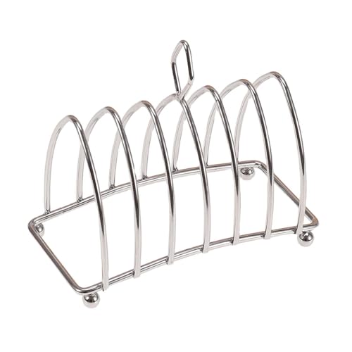 Toastständer Halter für 6 Scheiben mit Griff und Kugelfüßen Edelstahl Brotständer für Esstisch 14 x 7 x 11,5 cm von AlluraPet