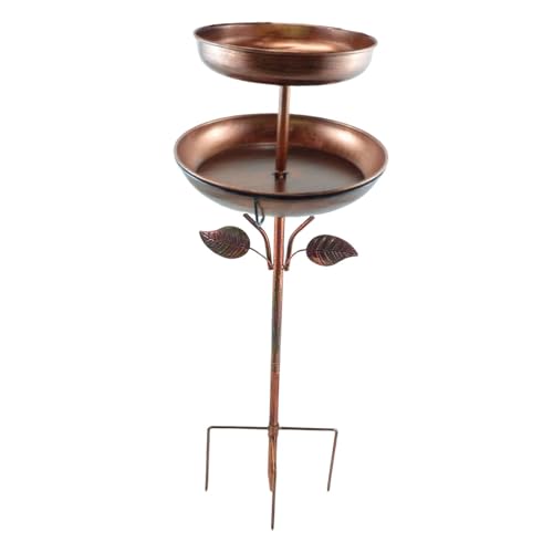 Vogeltränke und Futterstation aus Metall mit Ständer, zweistöckig, Gartendekoration für Wildtiere, Höhe 85 cm Vogeltränke und Futterstation aus Metall mit Ständer, zweistöckig, Gartendekoration für Wildtiere, Höhe 85 cm von AlluraPet