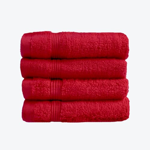 Allure Bath Fashions Luxuriöse, superweiche Handtücher aus ägyptischer Baumwolle, saugfähig und schnell trocknend, 500 g/m², 4 x Gesichtshandtücher, Cranberry von Allure Bath Fashions