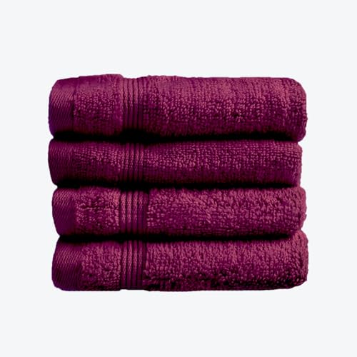 Allure Bath Fashions Luxuriöse, superweiche Handtücher aus ägyptischer Baumwolle, saugfähig und schnell trocknend, 500 g/m², 4 x Gesichtshandtücher, Rot von Allure Bath Fashions