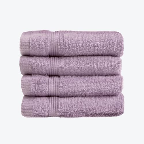 Allure Bath Fashions Luxuriöse, superweiche Handtücher aus ägyptischer Baumwolle, saugfähig und schnell trocknend, 500 g/m², 4 x Gesichtshandtücher, fliederfarben von Allure Bath Fashions