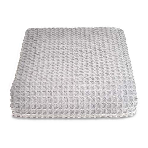 Allure Überwurfdecke, Waffelmuster, 100% Baumwolle, luxuriöse Tagesdecke, für Doppelbett, 175 x 225 cm, Taubengrau von Allure Bath Fashions