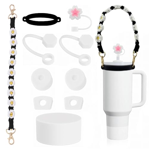 Alluring 10 Stanlley Cup Zubehör Set - Wasserflasche Griff Riemen, Siliocne Stanlley Cup Stiefel, Wiederverwendbare Strohhalm Abdeckung und Auslaufsichere Silikonstopfen, Stanlley Cup Accessories von Alluring