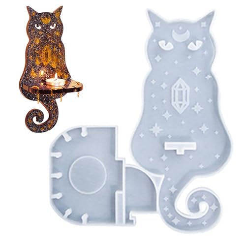 Silikonform Kerzenhalter Alluring Kätzchen und Fledermaus Tier-Silikonform Kerzenhalter Stabkerze Epoxidharz Formen für Wandleuchter und Regale (Katze in Frontstellung) von Alluring