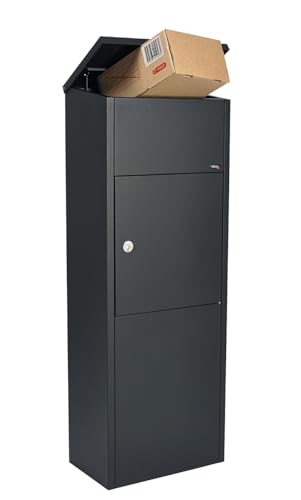 Allux 600 Paketbriefkasten F54612 - XXL Paketbox aus galvanisiertem Stahl, Schwarz von Allux