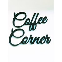 Kaffee Ecke Schild, Kunststoff Wandschild, Geschenk Für Kaffeeliebhaber, Bar Dekoration von Allygami