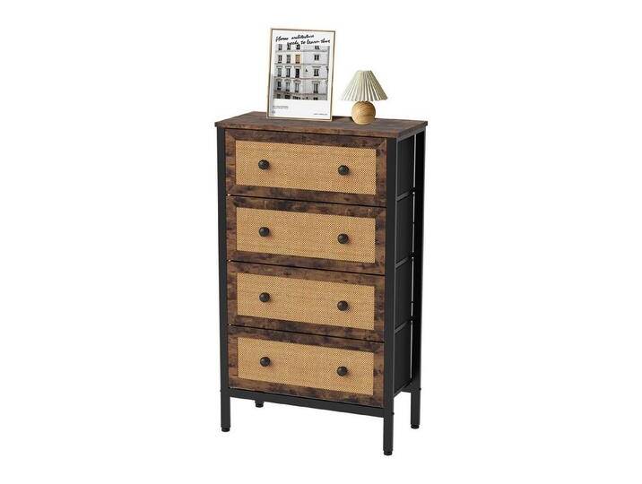 Allyson Kommode Vintage Kommode aus Holz und Leder, Kommode mit 5 Schubladen, Besonders Robuste Kommode Allyson Kommode Vintage Kommode aus Holz und Leder, Kommode mit 5 Schubladen, Besonders Robuste Kommode von Allyson