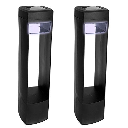 ALMA GARDEN 2er Set LED Solarleuchte Solar Lampe Kunststoff Schwarz Gartenleuchte Solarlampe Wegleuchte Gartenbeleuchtung Außenlampe Beleuchtung von ALMA GARDEN