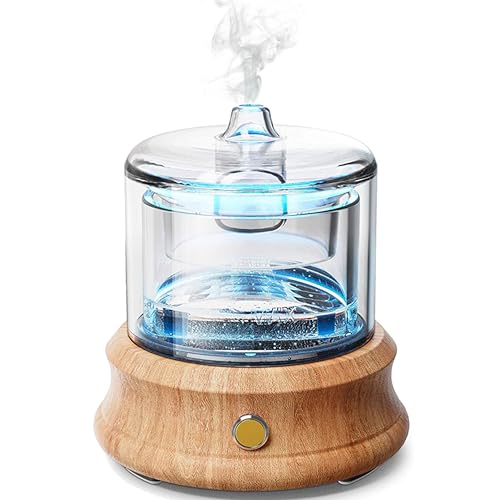ALMA Eco-Responsible Diffuser Ätherische Öle - Glas & Naturholz Design - 3,5 MHz Ultraschall Duftöl Diffusor - LED Farben - 80ml/6h Laufzeit Aromatherapie - Umweltfreundlich & Toxinfreie Nutzung von Alma