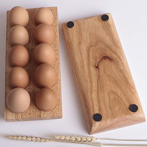 Almabner Eier-Aufbewahrungsbox, Holz, doppelreihig, für 10 Eier, Eier-Halter, Aufbewahrungsbox, Ständer für Zuhause, Küche von Almabner