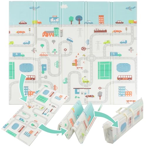 Almar Baby Baby-Teppich, gepolstert, 150 cm x 180 cm und 1 cm dick, faltbar, wendbar, Aktivitätsmatte für Babys und Kinder, Modell 3 von Almar Baby