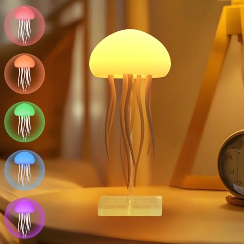 Almaxi Quallen Lampe, LED Nachttischlampe Nachtlicht, Intelligente sprachgesteuerte Jellyfish Lamp, Wiederaufladbare RGB Vollfarb-Gradienten-Stimmungslicht Geschenke(Tischlampe+Aufhängbar) von Almaxi