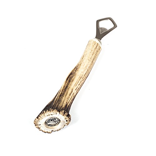 Almbock Flaschenöffner Hirschemblem - handgefertigter Bieröffner, für bayrische Volksfeste, Hirschhorn-Griff mit versilberter Münze mit Hirsch-Motiv Almbock Flaschenöffner Hirschemblem - handgefertigter Bieröffner, für bayrische Volksfeste, Hirschhorn-Griff mit versilberter Münze mit Hirsch-Motiv von Almbock