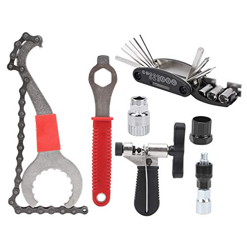 Almeigrity Fahrradketten -Radwerkzeugset Mountain Bike Reparatur Kit 16 in 1 Stahlhaltelement Wartungstromwerkzeug von Almeigrity