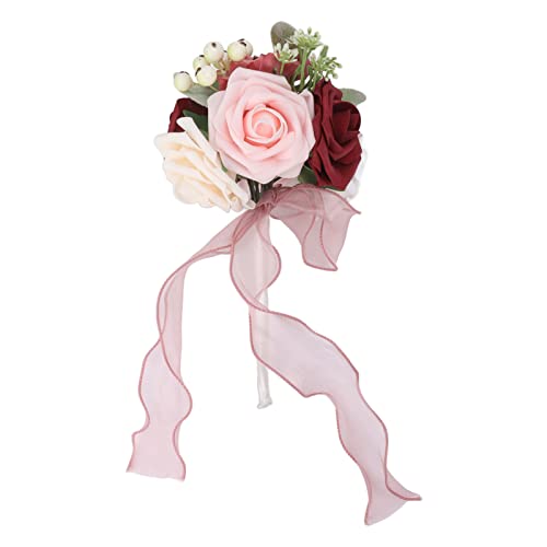 Almeigrity Hochzeitsstrauß romantische lebendige Farbhandte Handgefertigte Elegante Blumen Partys Offices Geschäfte Gärten (Brautjungfernstil 25x14cm/9.84x5.51in C Type) von Almeigrity
