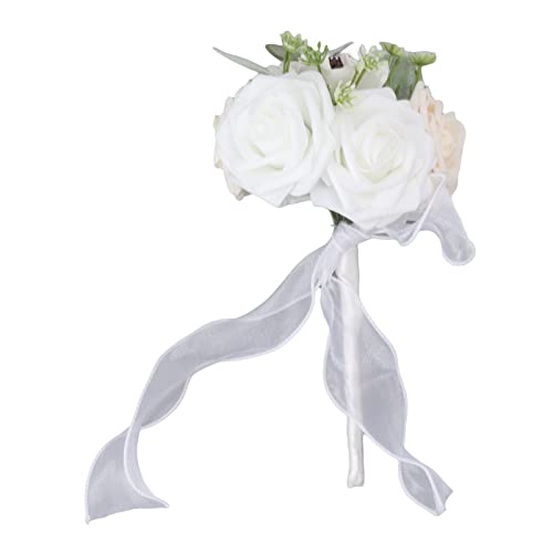 Almeigrity Hochzeitsstrauß romantische lebendige Farbhandte Handgefertigte Elegante Blumen Partys Offices Geschäfte Gärten (Brautjungfernstil 25x14cm/9.84x5.51in Typ A.) von Almeigrity