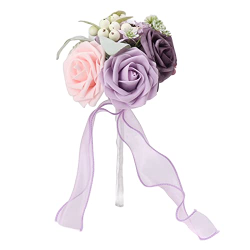Almeigrity Hochzeitsstrauß romantische lebendige Farbhandte Handgefertigte Elegante Blumen Partys Offices Geschäfte Gärten (Brautjungfernstil 25x14cm/9.84x5.51in Typ B) von Almeigrity