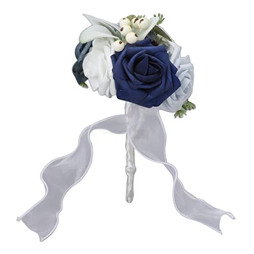Almeigrity Hochzeitsstrauß romantische lebendige Farbhandte Handgefertigte Elegante Blumen Partys Offices Geschäfte Gärten (Brautjungfernstil 25x14cm/9.84x5.51in Typ D.) von Almeigrity