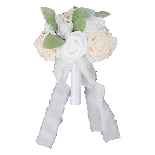 Almeigrity Hochzeitsstrauß romantische lebendige Farbhandte Handgefertigte Elegante Blumen Partys Offices Geschäfte Gärten (Brautstil 26x20cm/10.23x7.87in Typ A.) von Almeigrity
