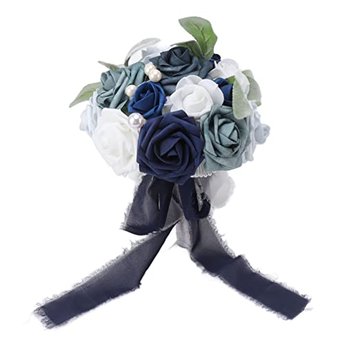 Almeigrity Hochzeitsstrauß romantische lebendige Farbhandte Handgefertigte Elegante Blumen Partys Offices Geschäfte Gärten (Brautstil 26x20cm/10.23x7.87in Typ D.) von Almeigrity