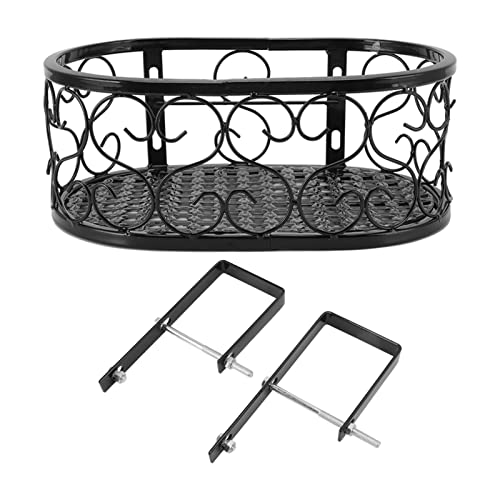 Almeigrity Metall Blumenregal Dekoratives Eisenblumentopf Regal Starke Lagerkapazität für Fensterblattgarten Terrasse Geländer (Geeignet für 6,5 cm Geländer 30*20*12 cm) von Almeigrity