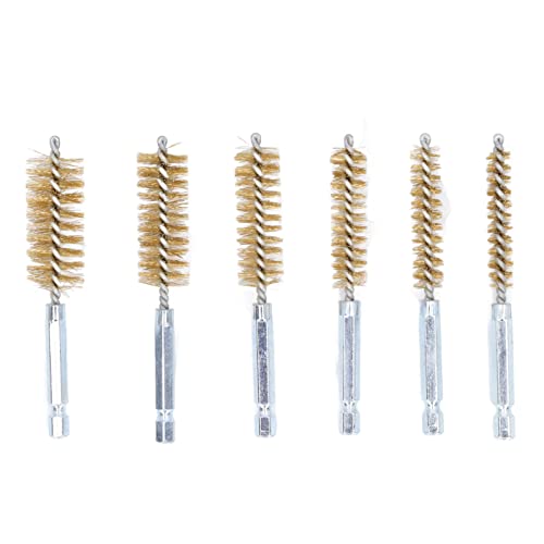 Bohrerbürste 6pcs Proof Twisted Drahtreinigungsbürste mit 1/4 -Zoll -Sechskant Shank Elektrobohrer Impact Treiber Rugged Haltelable Materials Garage, Büroküchenreinigung (Messingdraht (gelb)) von Almeigrity