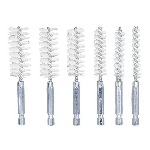 Bohrerbürste 6pcs Proof Twisted Drahtreinigungsbürste mit 1/4 -Zoll -Sechskant Shank Elektrobohrer Impact Treiber Rugged Haltelable Materials Garage, Büroküchenreinigung (Nylon (weiß)) von Almeigrity