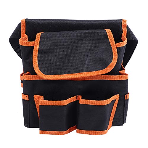 Multifunktional Gartenwerkzeugbeutel tragen resistente Taillenbeutel großer Kapazität für Werkzeuge (Schwarz & Orange) von Almeigrity