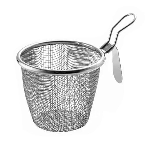 Runder Edelstahl -Fritteuskorb Starker, ergonomischer Griff lässt überschüssiges Fett für französische Pommes Pasta -Hühnchen Runder Edelstahl -Fritteuskorb Starker, ergonomischer Griff lässt überschüssiges Fett für französische Pommes Pasta -Hühnchen von Almeigrity