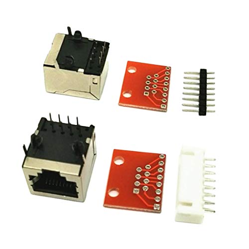 Almencla 2er Pack 8P8C Buchs Anschlüsse und -Steckverbinder Platte Stecker Breakout Board für Ethernet-Buchsen von Almencla